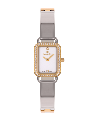 ساعة نسائية ماركة بنفيت فضي ذهبي مينا صدفي موديل B...