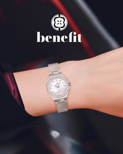ساعة نسائية ماركة بنفيت فضي مينا صدفي موديل BNSSW0...