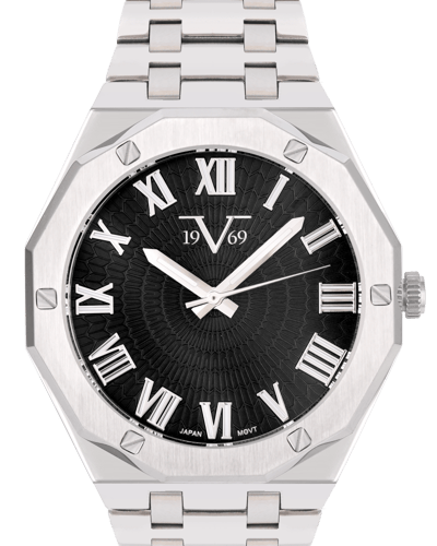 ساعة رجالية ماركة V19.69 فضي مينا أسود موديل VSSBK...