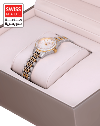 ساعة نسائية ماركة جي اف فيرري ذهبيي-فضي مينا صدفي...