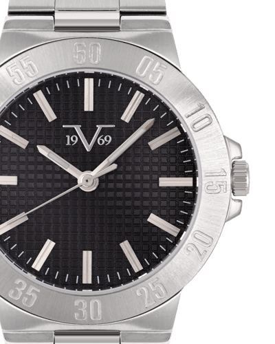 ساعة رجالية ماركة V19.69 فضي مينا اسود موديل VSSBK...
