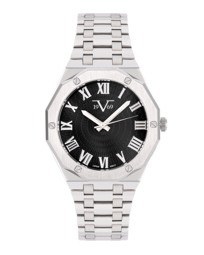 ساعة رجالية ماركة V19.69 فضي مينا أسود موديل VSSBK...