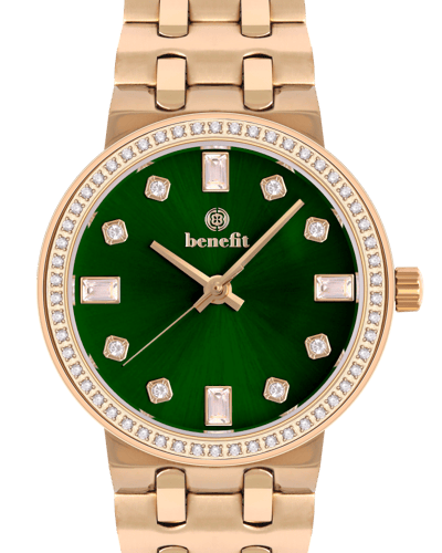 ساعة نسائية ماركة بنفيت ذهبي مينا اخضر موديل BNGPG...
