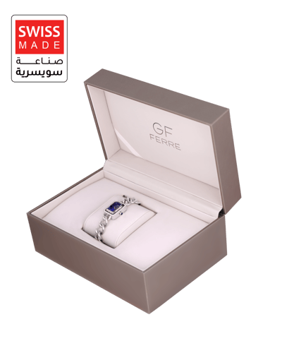 ساعة نسائية ماركة جي اف فرري فضي مينا ازرق موديل G...