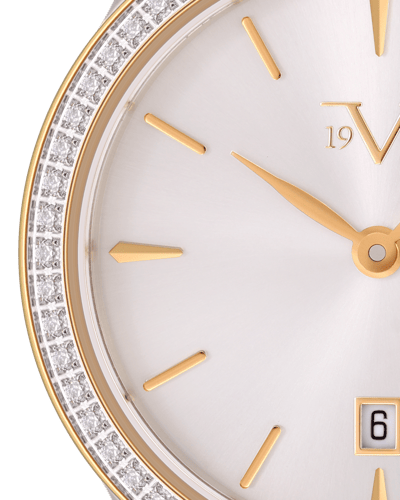 ساعة نسائية ماركة V19.69 فضي ذهبي مينا فضي موديل V...