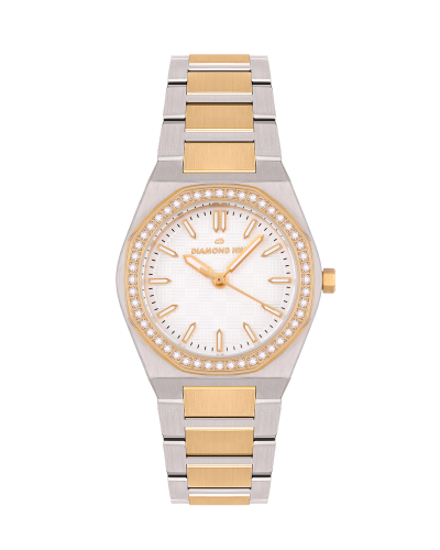 ساعة نسائية ماركة دايموندهيل فضي ذهبي مينا ابيض DH...
