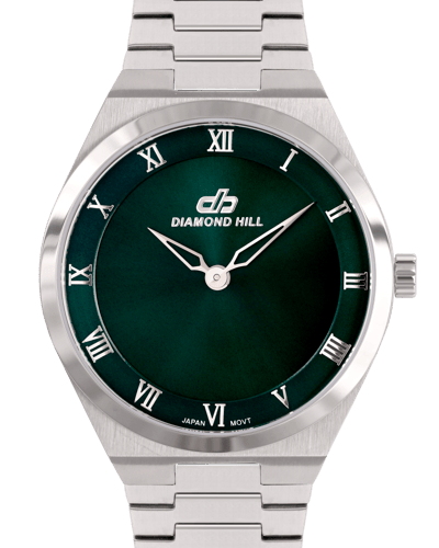 ساعة رجالية ماركة دايموند هيل فضي مينا اخضر موديل...