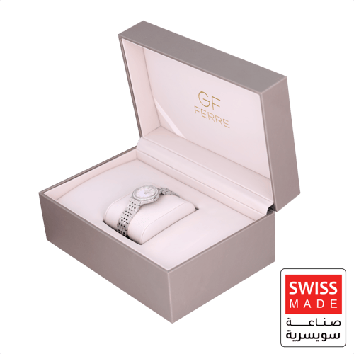 ساعة نسائية ماركة جي اف فيرري فضي مينا ابيض GF1700...