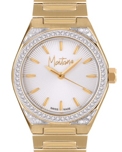 ساعة الماس نسائية صناعة سويسرية ماركة مونتانا ذهبي...