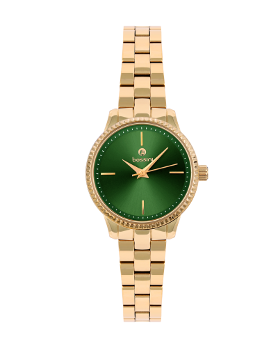 ساعة بوسيني نسائية ذهبي مينا اخضرموديل BSGPRG696L