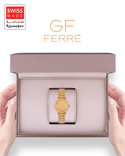ساعة نسائية ماركة جي اف فيرري صناعة سويسرية ذهبي م...