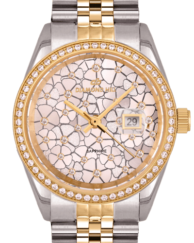 ساعة نسائية ماركة دايموند هيل موديل فضي ذهبي DH-RS...