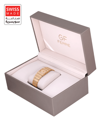 ساعة نسائية صناعة سويسرية ماركة جي اف فيرري ذهبي م...