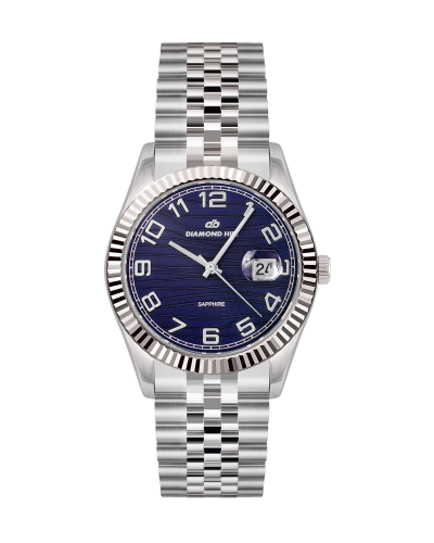 ساعة رجالية ماركة دايموند هيل فضي مينا ازرق DH-RS0...