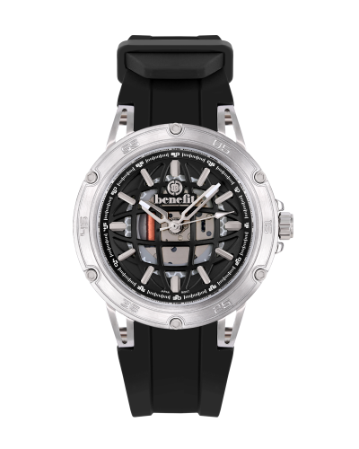 ساعة رجالية ماركة بنفيت فضي مينا اسود موديل BNSSBK...