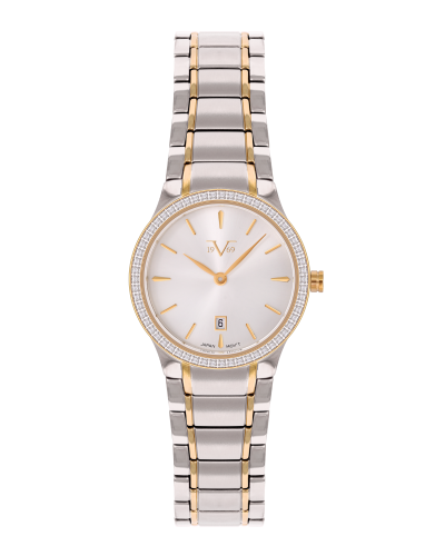 ساعة نسائية ماركة V19.69 فضي ذهبي مينا فضي موديل V...