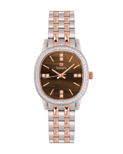 ساعة نسائية ماركة بوسيني نسائية فضي روز مينا بني م...