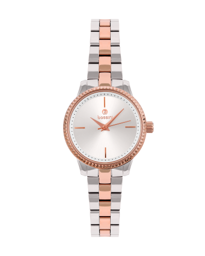 ساعة بوسيني نسائية فضي روز مينا ابيض موديل BSTTRG6...