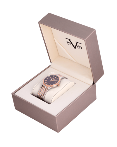 ساعة رجالية ماركة V19.69 فضي روز مينا بني موديل VT...