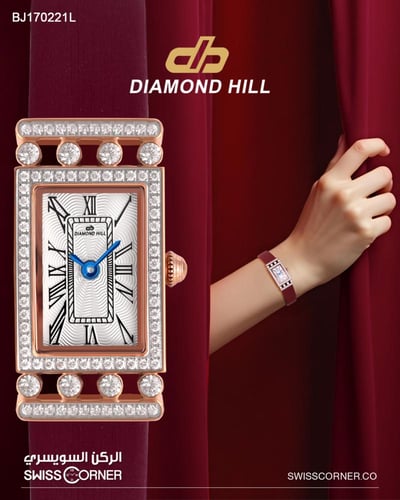 ساعة نسائية ماركة دايموندهيل روز حزام جلد عنابي BJ...
