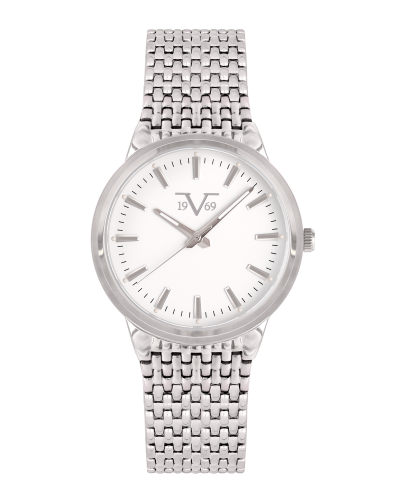 ساعة رجالية ماركة V19.69 فضي مينا ابيض موديل VSSWT...