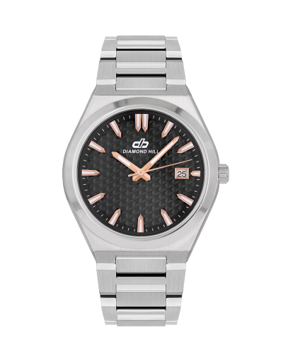 ساعة رجالية ماركة دايموند هيل فضي مينا اسود موديل...