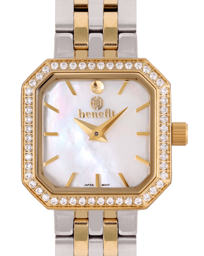 ساعة نسائية ماركة بنفيت فضي ذهبي مينا صدفي موديل B...