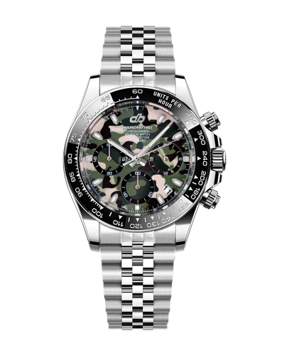 ساعة رجالية ماركة دايموند هيل فضي مينا بنقشة تمويه...