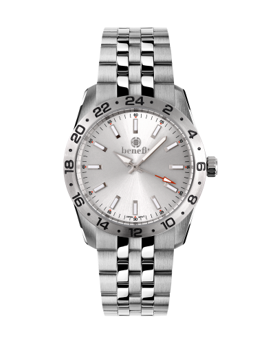 ساعة رجالية ماركة بنفيت فضي مينا فضي موديل BNSSSL1...