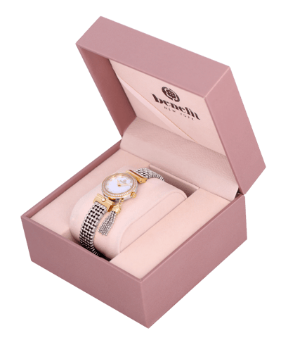 ساعة نسائية ماركة بنفيت ذهبي فضي مينا صدفي موديل B...