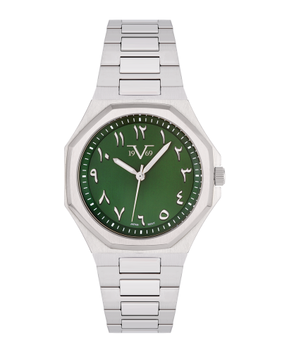 ساعة رجالية ماركة V19.69 فضي مينا اخضر موديل VSSSL...