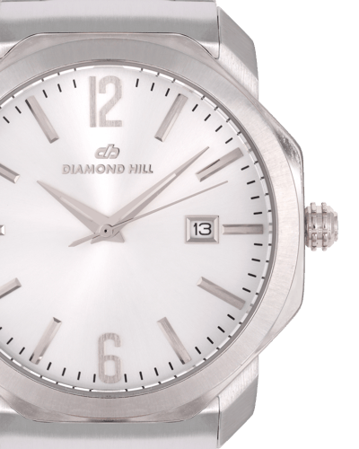 ساعة رجالية ماركة دايموند هيل فضي مينا فضي DH-QS82...
