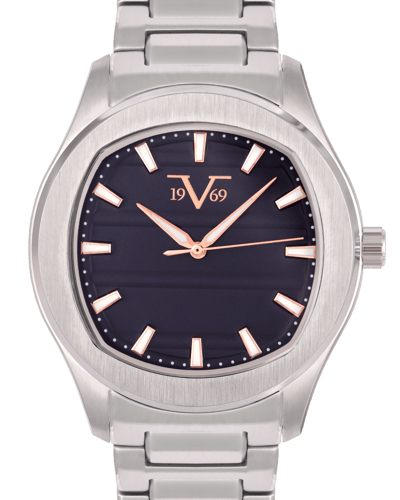 ساعة رجالية ماركة V19.69 فضي مينا روز و ازرق موديل...