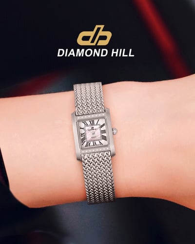 ساعة نسائية ماركة دايموند هيل موديل فضي مينا صدفي...