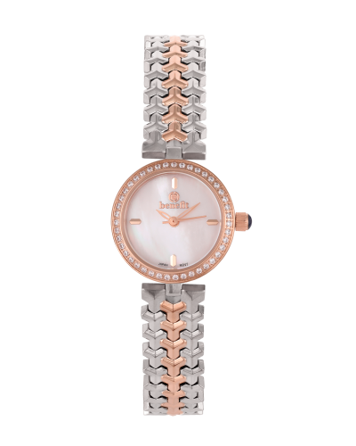 Benefit Women's Silver Rose-Tone Stainless Steel Watch with Mother-of-Pearl Dial – Model BNTTGRWH10051L