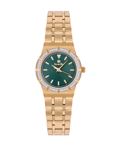 ساعة نسائية ماركة بنفيت ذهبي مينا اخضر موديل BJ170...