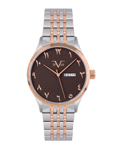 ساعة رجالية ماركة V19.69 فضي روز مينا بني موديل VT...