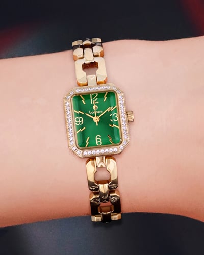 ساعة بوسيني نسائية ذهبي مينا اخضر موديل BSGPGR703L