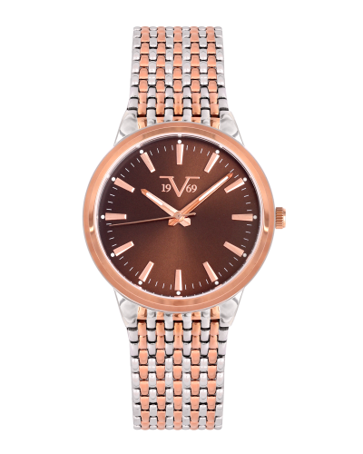 ساعة رجالية ماركة V19.69 فضي روز مينا بني موديل VT...