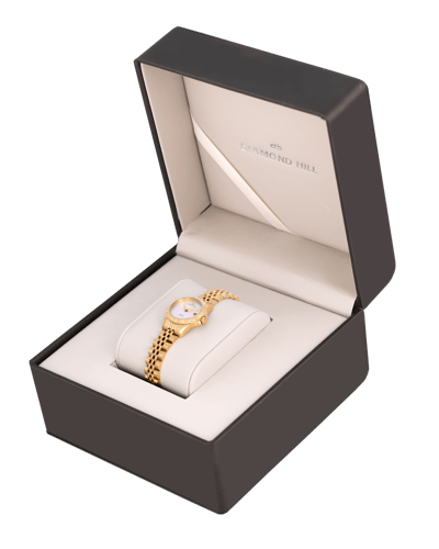 ساعة نسائية ماركة دايموند هيل موديل ذهبي مينا فضي...