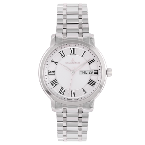 ساعة رجالية ماركة دي كي فضي مينا ابيض DKSSW24671G