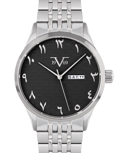 ساعة رجالية ماركة V19.69 فضي مينا اسود موديل VSSGY...