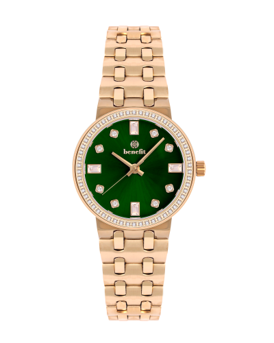 ساعة نسائية ماركة بنفيت ذهبي مينا اخضر موديل BNGPG...
