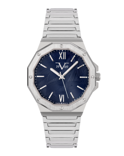 ساعة رجالية ماركة V19.69 فضي مينا أزرق موديل VSSBL...