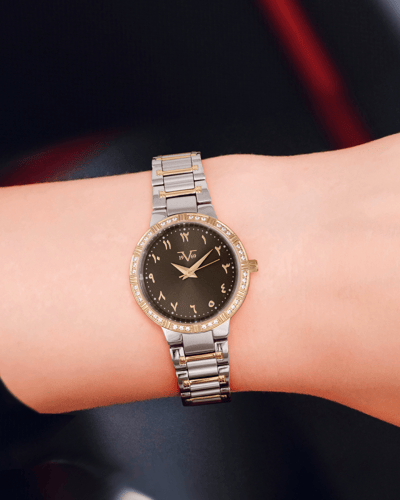 ساعة نسائية ماركة V19.69 فضي ذهبي مينا رمادي موديل...