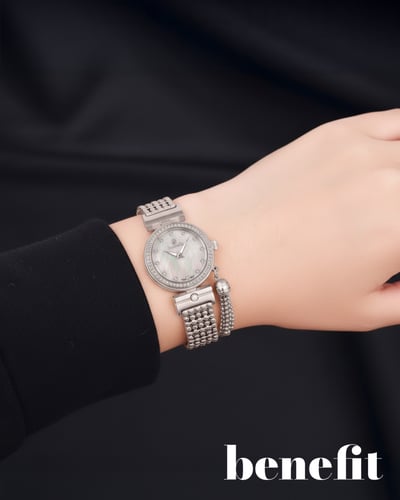 ساعة نسائية ماركة بنفيت فضي مينا صدفي موديل BNSSWH...