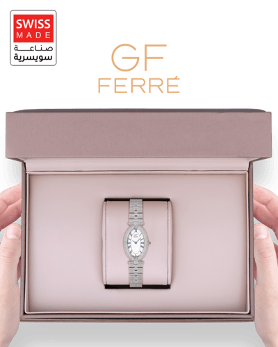 ساعة الماس نسائية ماركة جي اف فيرري فضي موديل GF17...