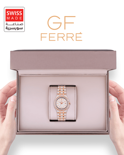 ساعة نسائية صناعة سويسرية ماركة جي اف فيرري فضي رو...