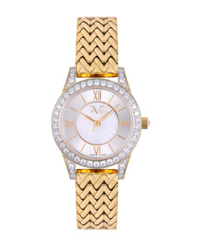 ساعة نسائية صناعة سويسرية ماركة V19.69 ذهبي مينا ص...