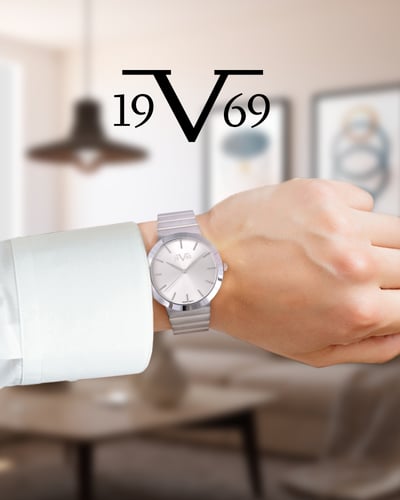 ساعة رجالية ماركة V19.69 فضي مينا فضي موديل VSSW19...